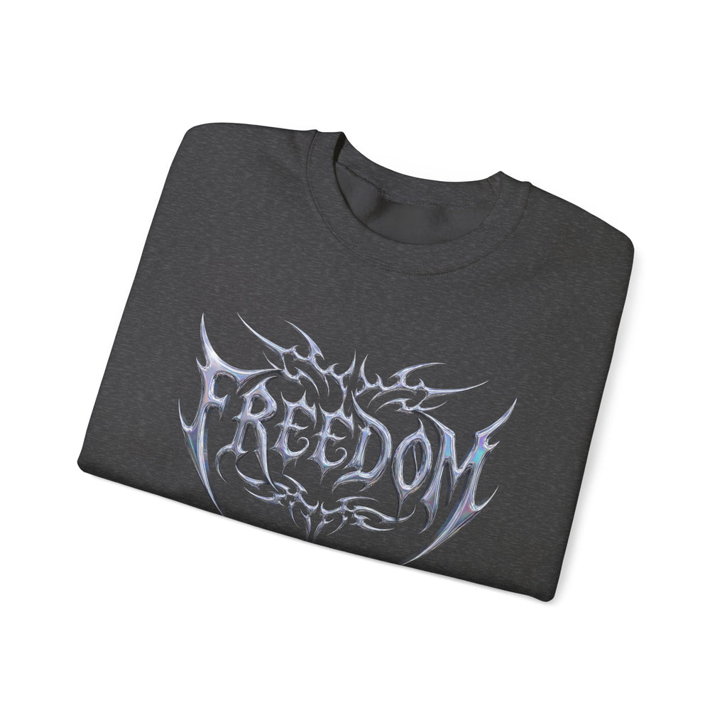 Freedom Tribal Crewneck Sweatshirt — White Graphic Pullover 