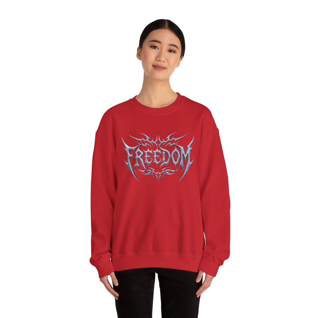Freedom Tribal Crewneck Sweatshirt — White Graphic Pullover 