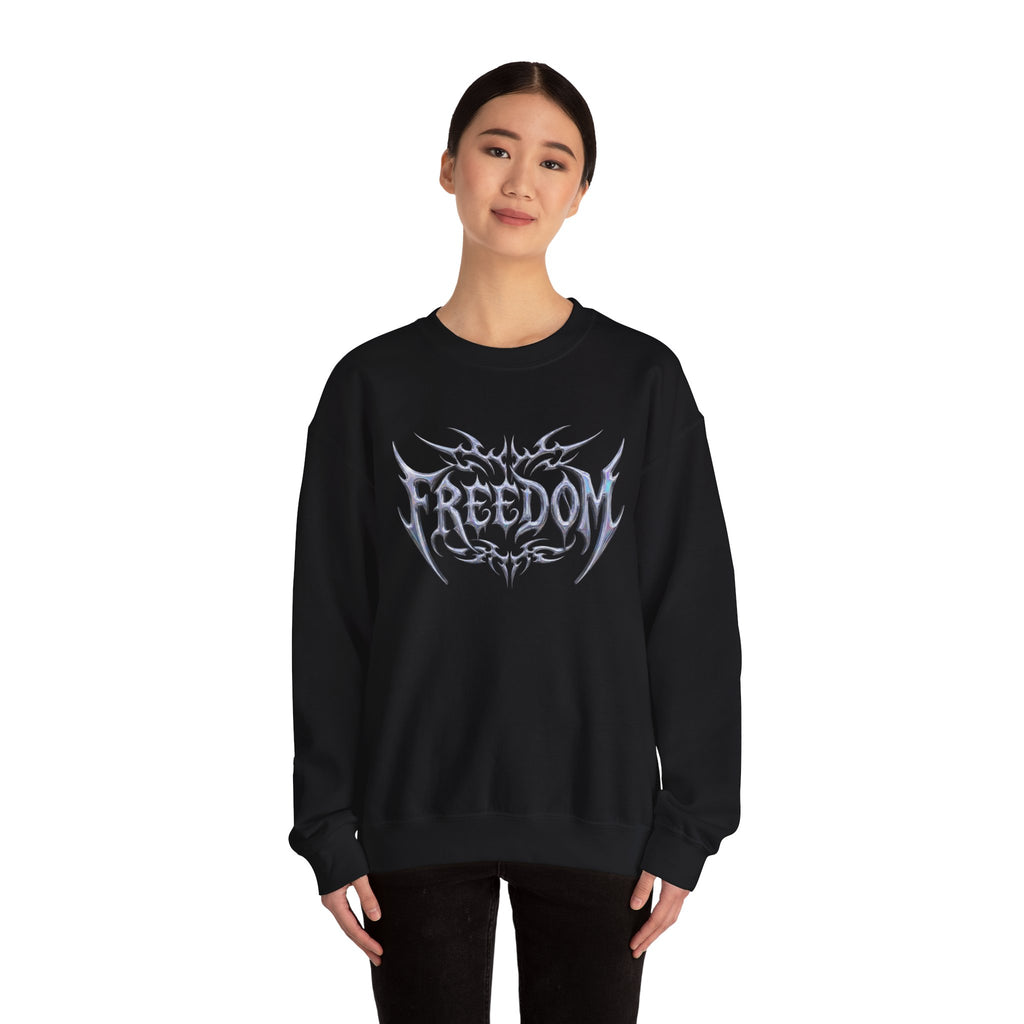 Freedom Tribal Crewneck Sweatshirt — White Graphic Pullover 