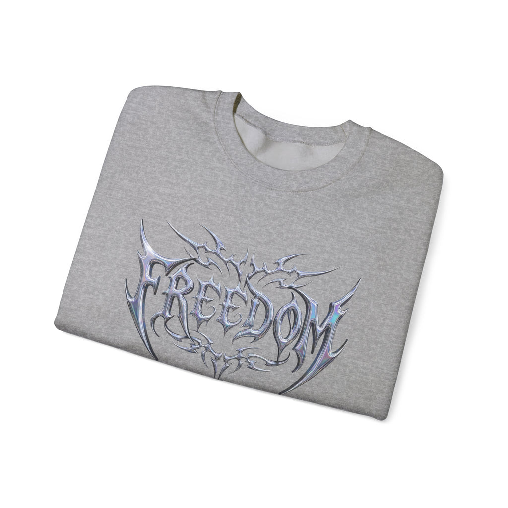Freedom Tribal Crewneck Sweatshirt — White Graphic Pullover 