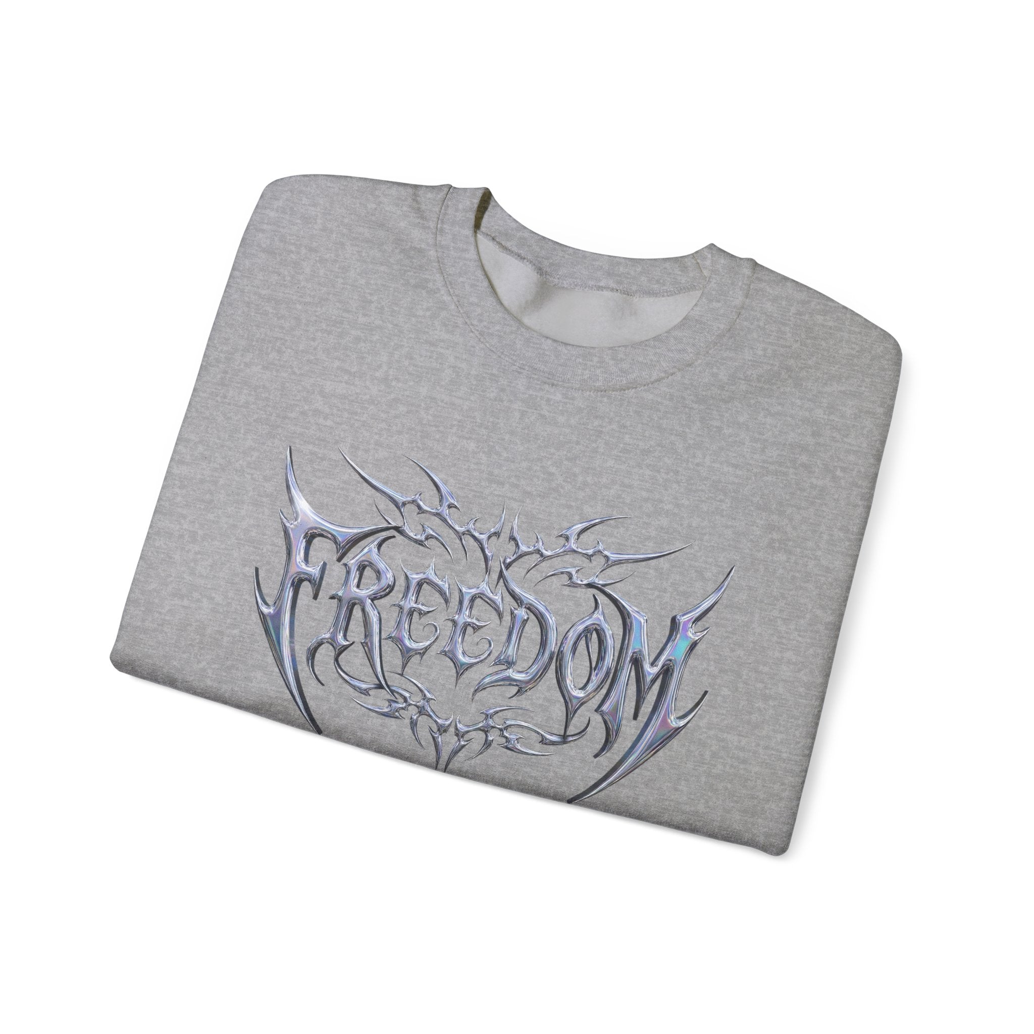 Freedom Tribal Crewneck Sweatshirt — White Graphic Pullover 